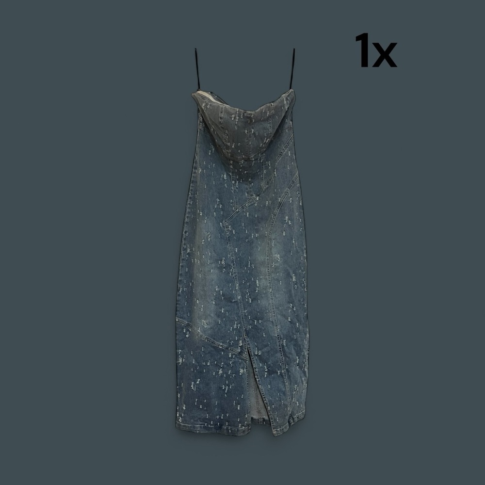 Fashion Nova Strapless Denim Dress - Blue